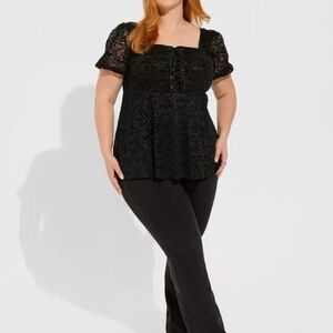 Torrid Black Lace Corset Babydoll Top